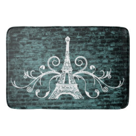 Blauwgroen Eiffel Towel Grunge Bath Mat