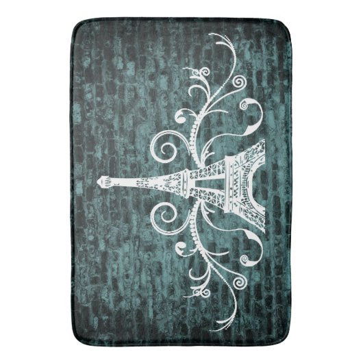 Blauwgroen Eiffel Towel Grunge Bath Mat (Voorkant Verticaal)