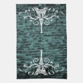 Blauwgroen Eiffel Towel Grunge Kitchen Towel Theedoek (Verticaal)