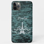 Blauwgroen Eiffel Tower Grunge Hoesje-Mate iPhone  Case-Mate iPhone Case (Achterkant)
