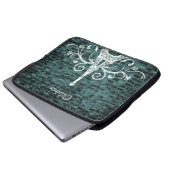Blauwgroen Eiffel Tower Grunge-laptophoes Laptop Sleeve (Voorkant onderkant)