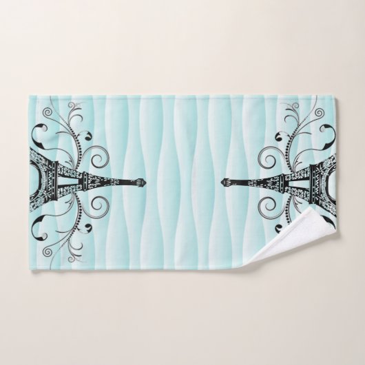 Blauwgroen Eiffelhanddoekdoekset Bad Handdoek (Handdoek)