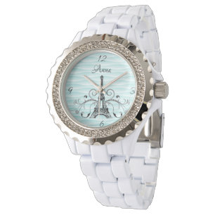 Blauwgroen Eiffeltoren Flourish Watch Horloge