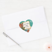 Blauwgroen  Eiffeltoren Roos Save the Date Seal Hart Sticker (Envelop)