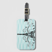 Blauwgroen Eiffeltoren Vlaams Bagagelabel (Voorkant (verticaal))