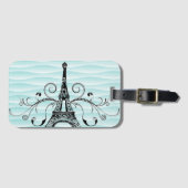 Blauwgroen Eiffeltoren Vlaams Bagagelabel (Voorkant (horizontaal))