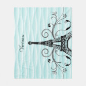 Blauwgroen Eiffeltoren Vlaandeklare vlinderbak Fleece Deken (Voorkant)