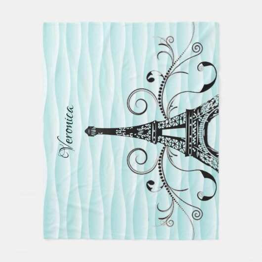 Blauwgroen Eiffeltoren Vlaandeklare vlinderbak Fleece Deken (Voorkant)