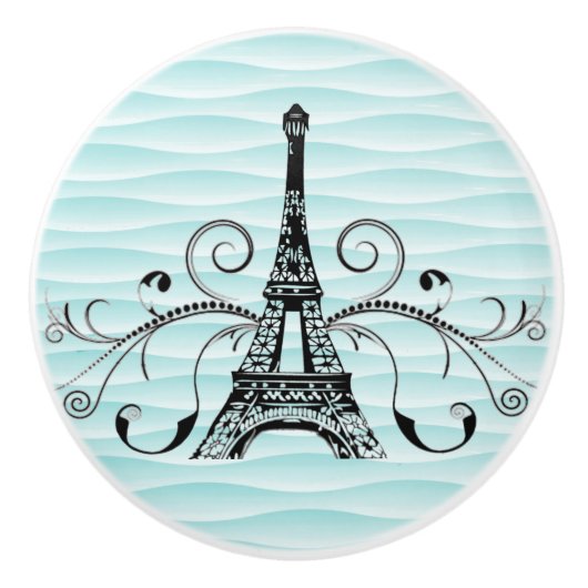 Blauwgroen Eiffeltoren Vlaanderen keramische meeuw Keramische Knop (Voorkant)