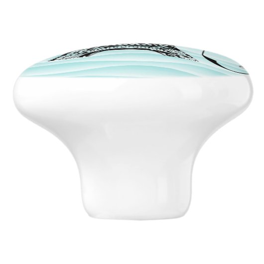 Blauwgroen Eiffeltoren Vlaanderen keramische meeuw Keramische Knop (Zijkant)