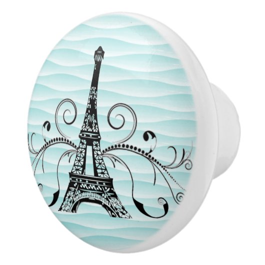 Blauwgroen Eiffeltoren Vlaanderen keramische meeuw Keramische Knop (Rechts)
