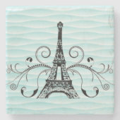 Blauwgroen Eiffeltoren Vlaanderen Stone Onderzette Stenen Onderzetter (Voorkant)
