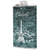 Blauwgroen Eiffeltowergkolf Heupfles (Links)