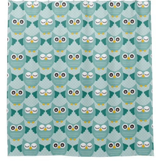 Blauwgroen eigenaar douchegordijn (Voorkant)