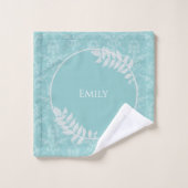 Blauwgroen Elegant Damask Persoonlijke set handdoe Bad Handdoek (Wasdoekje)