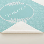 Blauwgroen Elegant Damask Persoonlijke Sherpa Blan Sherpa Deken (3/4)