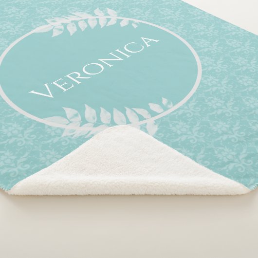 Blauwgroen Elegant Damask Persoonlijke Sherpa Blan Sherpa Deken (3/4)