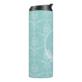 Blauwgroen Elegant Damask Persoonlijke Thermal Tum Thermosbeker (Gedraaid links)
