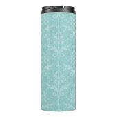 Blauwgroen Elegant Damask Persoonlijke Thermal Tum Thermosbeker (Achterkant)