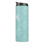Blauwgroen Elegant Damask Persoonlijke Thermal Tum Thermosbeker (Geroteerd rechts)