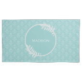 Blauwgroen Elegant Damask Pillow Hoesje Kussensloop (Voorkant-Links)