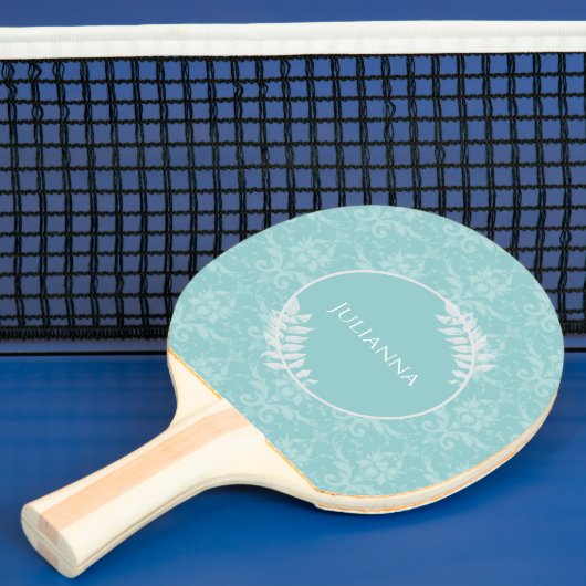 Blauwgroen Elegant Damask Ping Pong Paddle Tafeltennisbatje (Insitu)