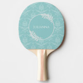 Blauwgroen Elegant Damask Ping Pong Paddle Tafeltennisbatje (Voorkant)