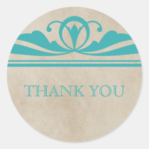Blauwgroen Elegant Deco Dank u Stickers