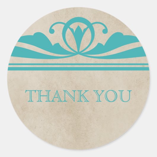 Blauwgroen Elegant Deco Dank u Stickers (Voorkant)