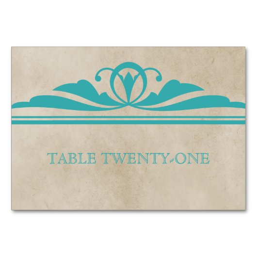 Blauwgroen Elegant Deco Table Kaart (Voorkant)