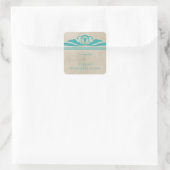 Blauwgroen Elegant Deco Wedding Stickers (Tas)