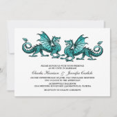 Blauwgroen Elegant Dragon Wedding Invite Kaart (Voorkant)