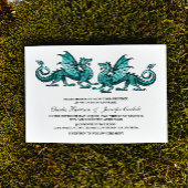 Blauwgroen Elegant Dragon Wedding Invite Kaart