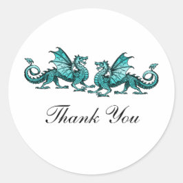 Blauwgroen Elegant Dragons Dank u Stickers