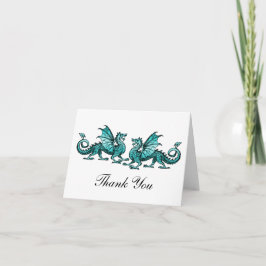 Blauwgroen elegant Dragons Hartelijk dank Bedankkaart