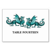 Blauwgroen Elegant Dragons Table Kaart (Achterkant)