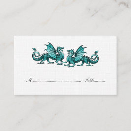 Blauwgroen Elegant Dragons Weddenschap Plaatskaartje