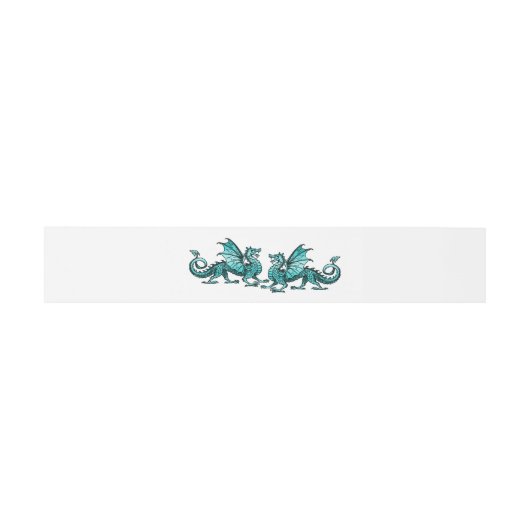 Blauwgroen Elegant Dragons Wedding Belly Bands Uitnodigingen Wikkel (Vlak)