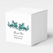 Blauwgroen Elegant Dragons Wedding Favor Boxes Bedankdoosjes (Voorkant Zijde)