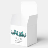 Blauwgroen Elegant Dragons Wedding Favor Boxes Bedankdoosjes (Geopend)