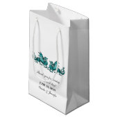 Blauwgroen Elegant Dragons Wedding Gift Bag Klein Cadeauzakje (Voorkant Gekanteld)