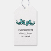 Blauwgroen Elegant Dragons Wedding Gift Labels Cadeaulabel (Voorkant)