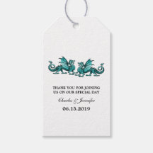 Blauwgroen Elegant Dragons Wedding Gift Labels