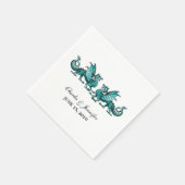 Blauwgroen Elegant Dragons Wedding Paper Napkins Servetten (Hoek)