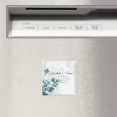 Blauwgroen Elegant Flower Wedding Favor Magnets Magneet (Insitu (Vaatwasser))