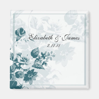 Blauwgroen Elegant Flower Wedding Favor Magnets Magneet
