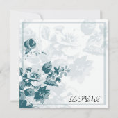 Blauwgroen Elegant Flower Wedding RSVP-kaarten Kaart (Achterkant)