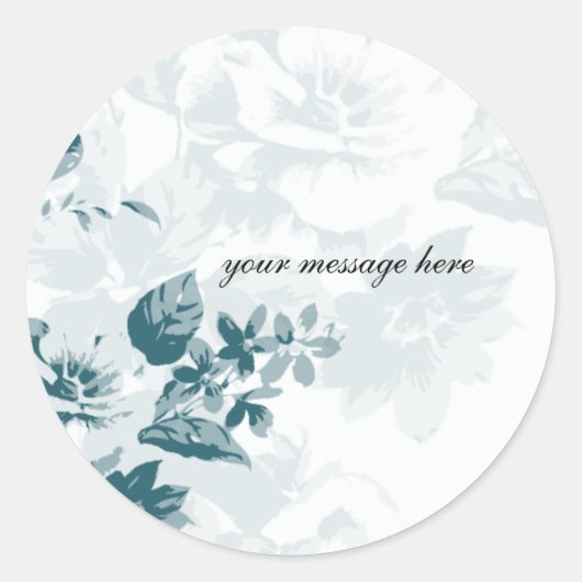 Blauwgroen Elegant Flower Wedding Stickers (Voorkant)