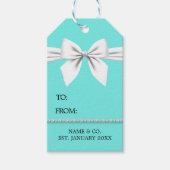 Blauwgroen Elegant Glam Tiffany Baby shower Gift L Cadeaulabel (Voorkant)