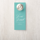 Blauwgroen Elegant Manuscript Wedding stoort teken Deurhanger (Op knop)